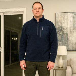 HI-TEC Men L Navy Thermo Fleece ¼ Zip Pullover Sweater Hunting Fishing‎ Outdoor